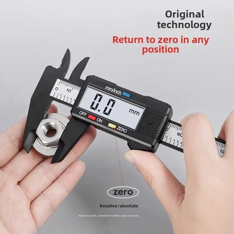Digital Caliper 150mm LCD Display | Carbon Fiber Electronic Measuring Tool