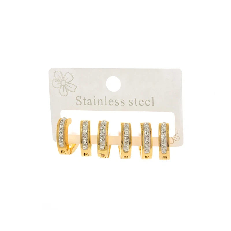 316L Stainless Steel Hollow V-shape Zircon Earrings | Simple Versatile Drop Earrings for Women and Men
