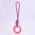 Colorful Woven Nylon Rope and Rubber Dog Toy | Chew Resistant Outdoor Play