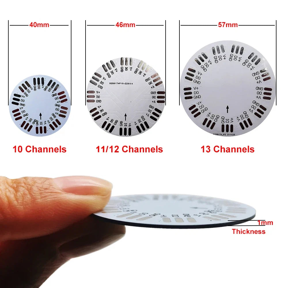 WS2812B LED Firework Light Module Panel 10/11/12/13 Channel | Individually Addressable Pixel Strip Ring