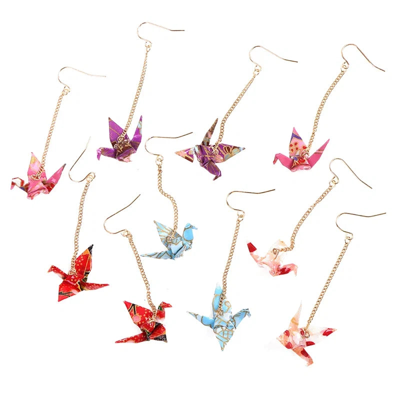 Origami Crane Earrings | Handcrafted Paper Bird Jewelry