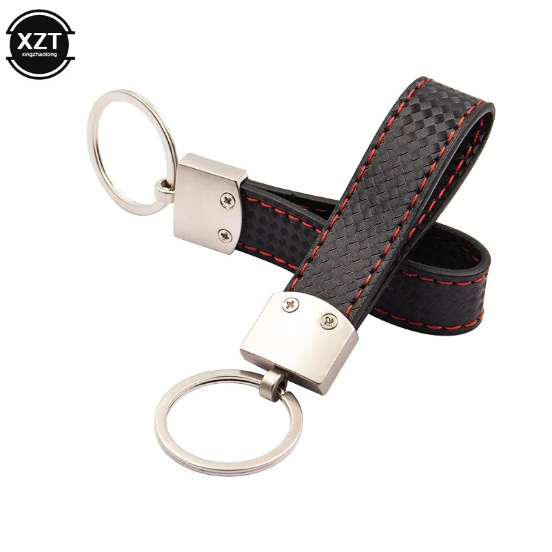 Fashion Black-Red Leather Car Keychain Key Ring | 3-Color Sports Keychain Pendant for Enthusiasts