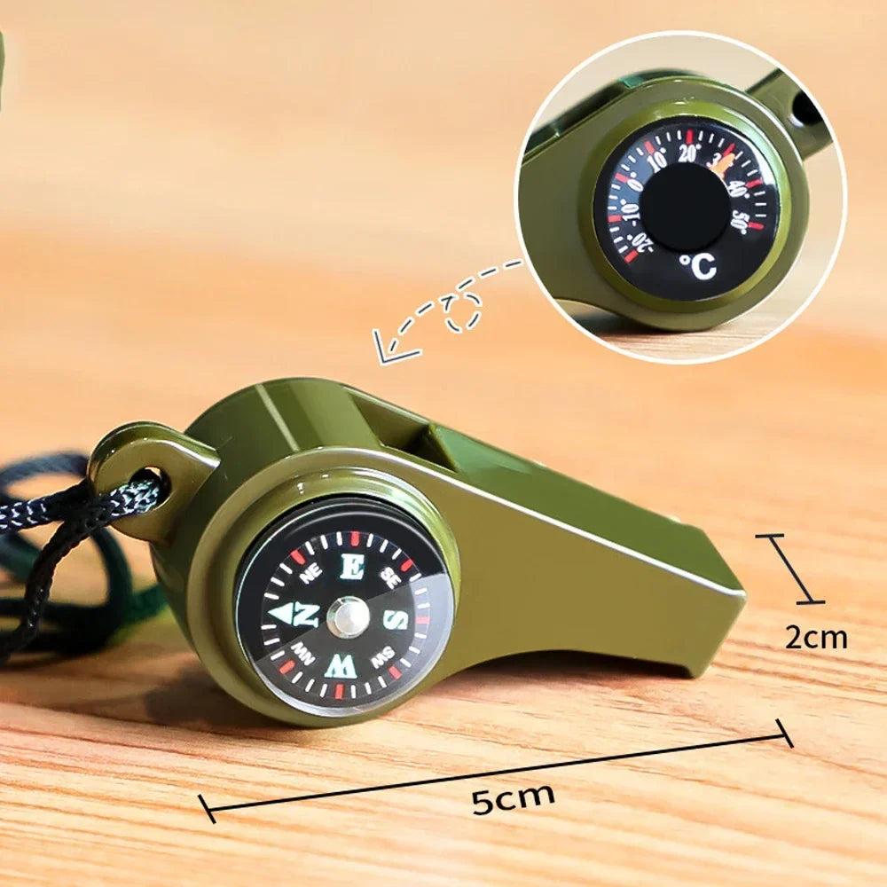 Multifunctional Outdoor Compass Whistle Thermometer | Portable Survival Gear