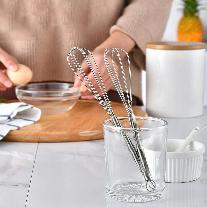 Mini Stainless Steel Balloon Whisk | 3-Wire Manual Egg Beater