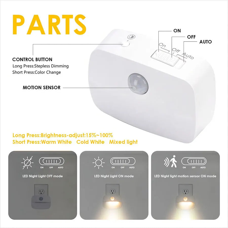 Smart Motion Sensor LED Night Light | EU Plug In 220V Wall Lamp for Hallway Kitchen Stair Bedroom