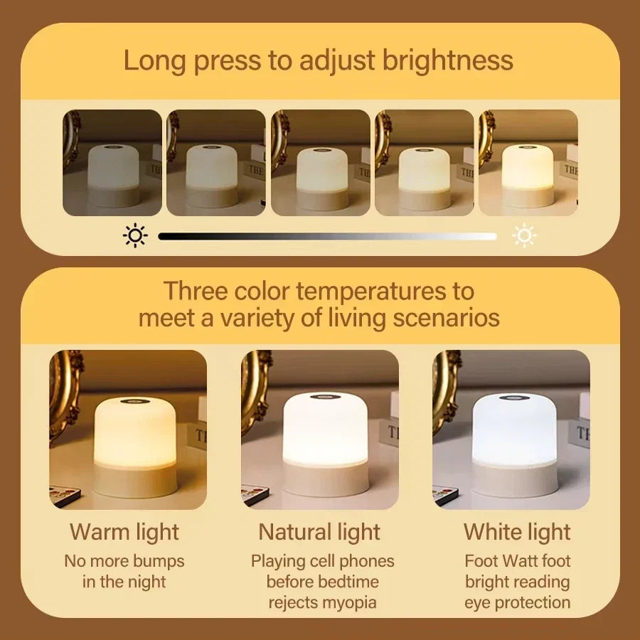 LED Table Lamp with Remote and Touch Control | Dimmable Rechargeable Night Light for Bedroom Decor