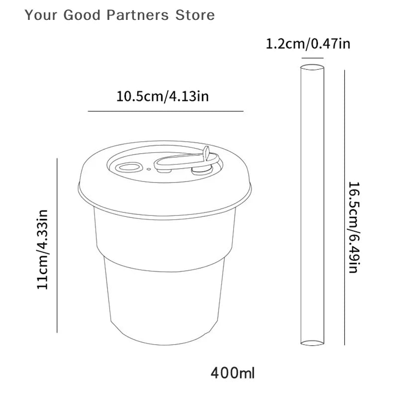 400ml Coffee Mug with Lid and Straw | Leak-Proof Portable Travel Cup