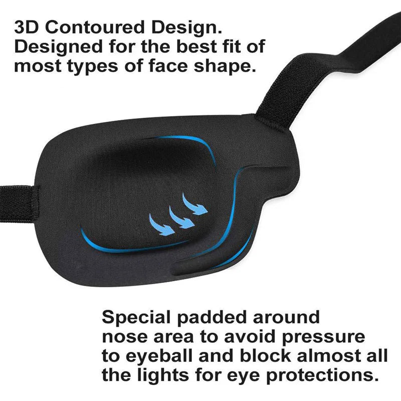Black Single Eyepatch Blindfold | Adjustable Eye Mask for Sleeping, Amblyopia, and Costume Props