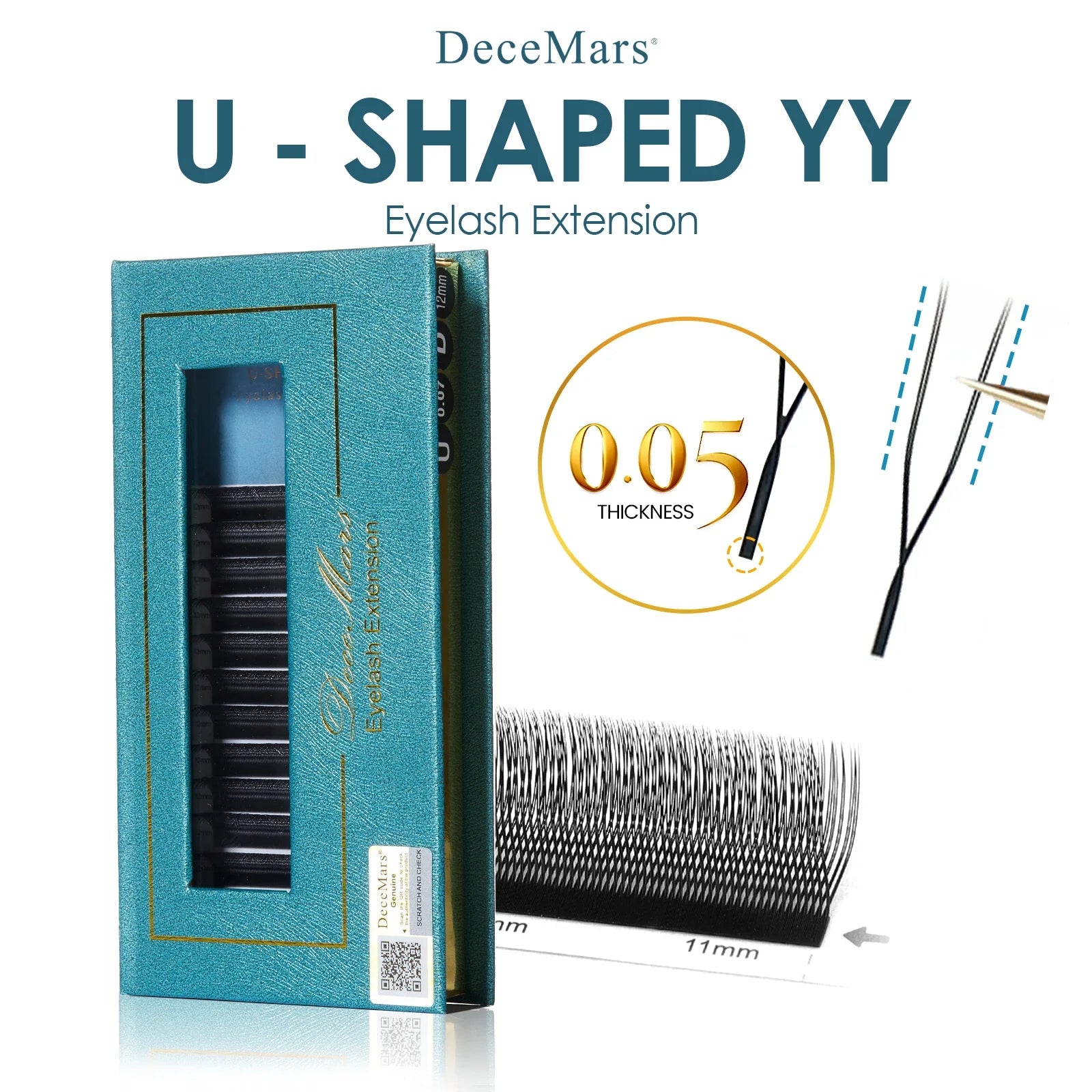 DeceMars 0.05mm U-Shaped YY Eyelash Extensions | Salon-Grade Synthetic Lashes