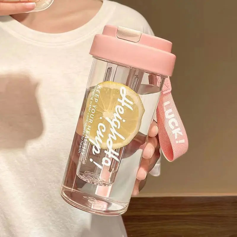 Large Capacity Plastic Water Bottle | Portable Straw Cup with Handle