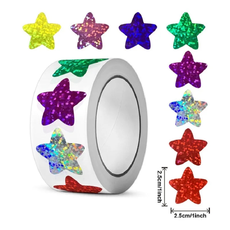 Heart Stickers and Star Stickers Roll | 100-500 Pieces Thank You Labels for Small Packaging
