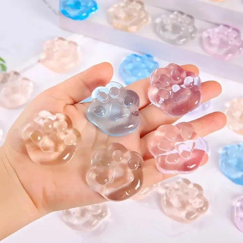 5/10/20PCS Kawaii Cat Paws Sticky Squeeze Toys | Soft Realistic Glitter Stress Relievers