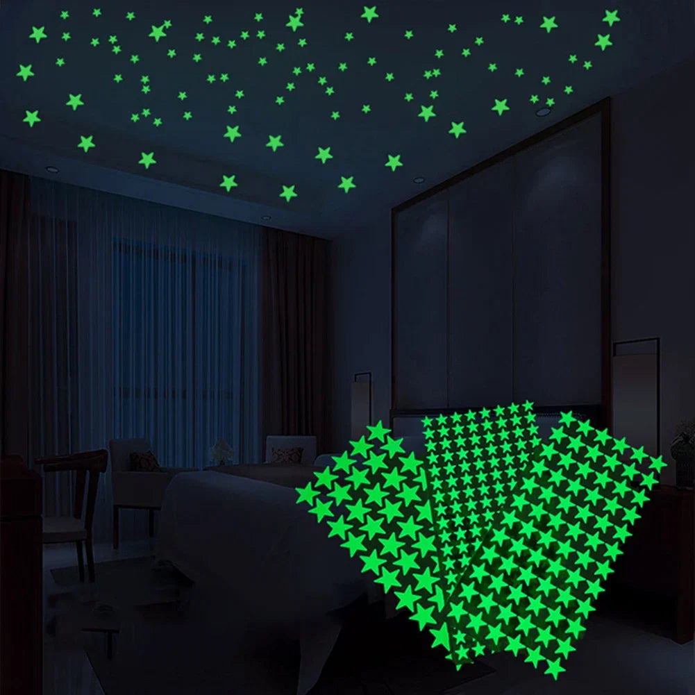 Glow In The Dark 3D Stars Moon Wall Stickers | Creative Luminous Room Decor