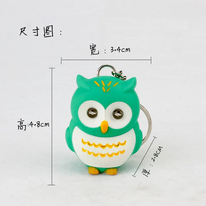 LED Owl Keychain with Sound and Light | Cute Bag Pendant for Keys