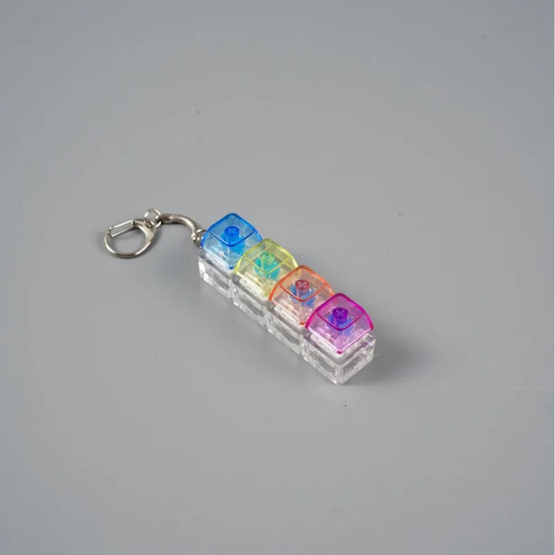 LED Light Up Keychain Keyboard Fidget Toy | Clickable Stress Relief Keychain