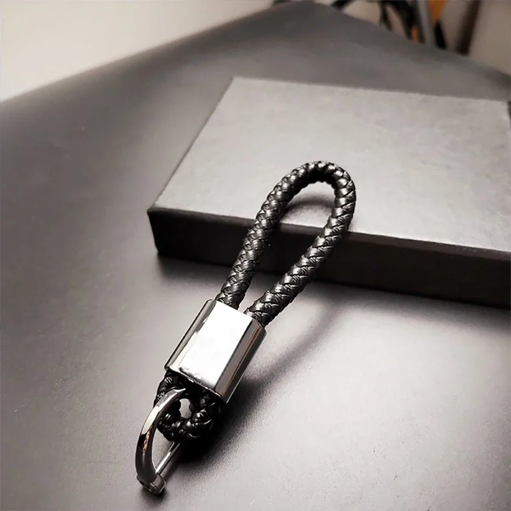 Hand-woven Leather Car Key Ring | Premium Rope Keychain for Men and Women