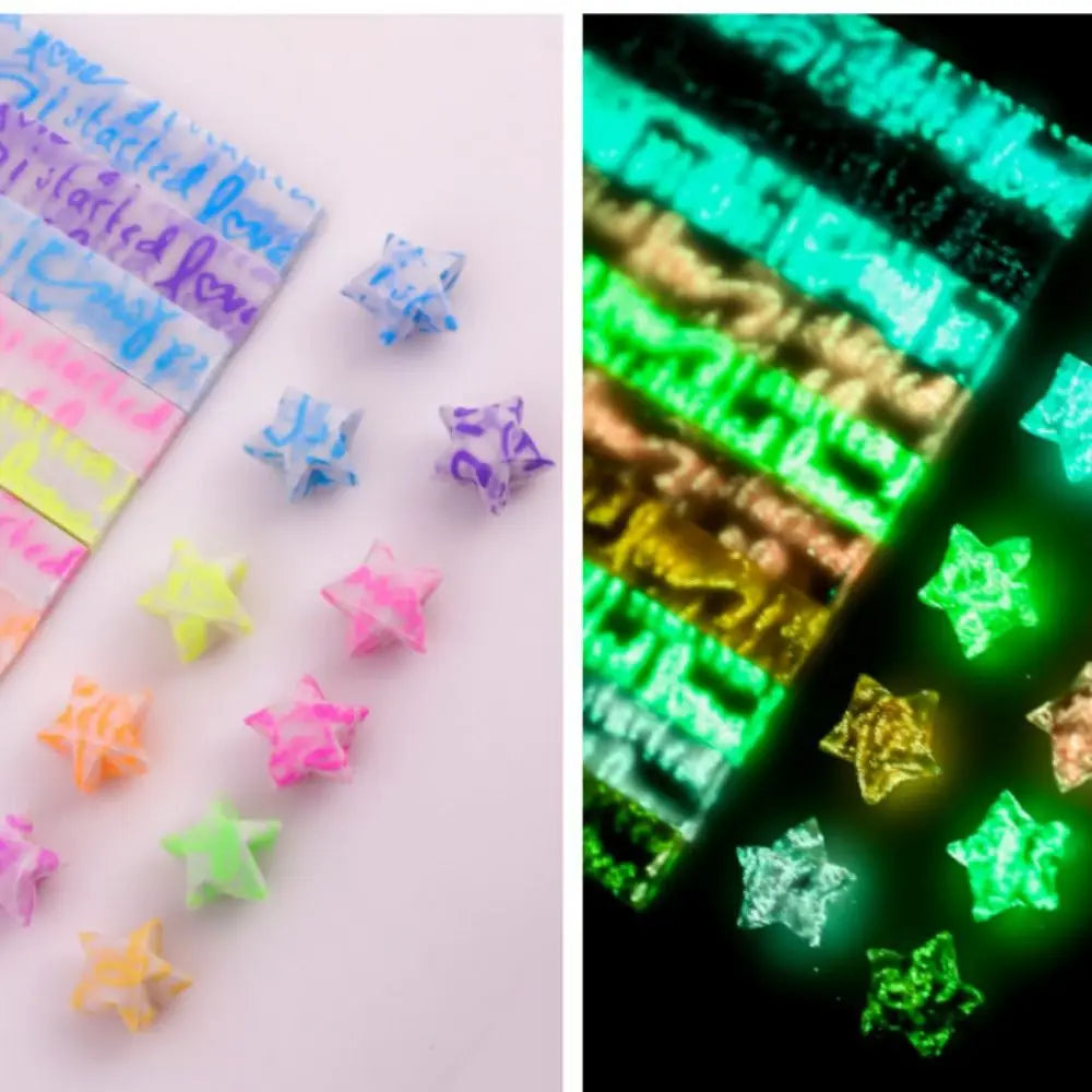 210 Sheets Luminous Origami Stars Paper | 10 Colors Glow in the Dark Lucky Star Strips for DIY Craft