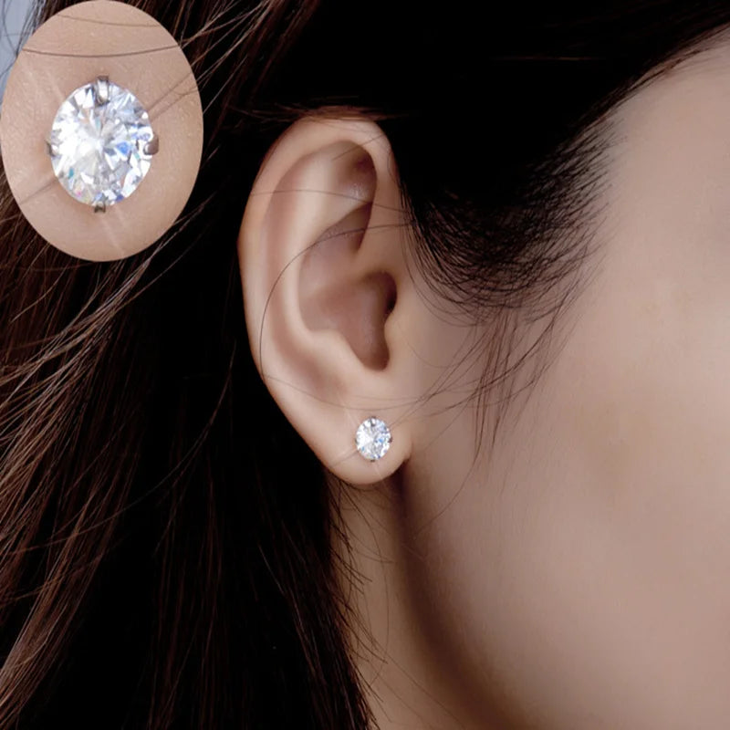 925 Sterling Silver Zircon Crystal 4 Claw Cut Stud Earrings | Fine Jewelry for Women