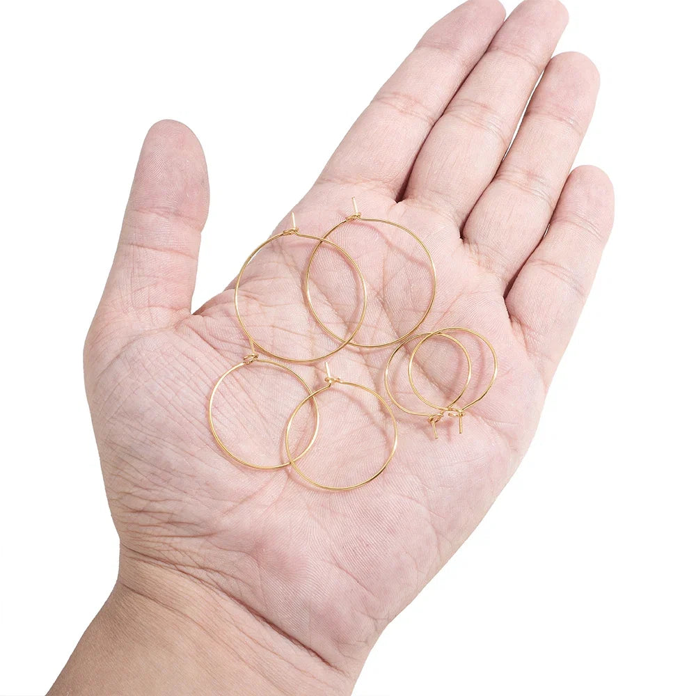 20-Piece Gold Stainless Steel Hoop Earring Wires | Bulk Jewelry Making Supplies