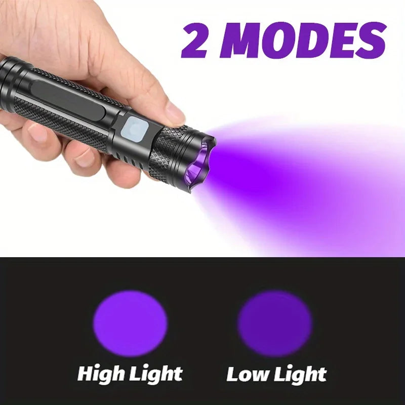 365nm UV Flashlight Black Light | Rechargeable Mini Wood's Lamp for Detection