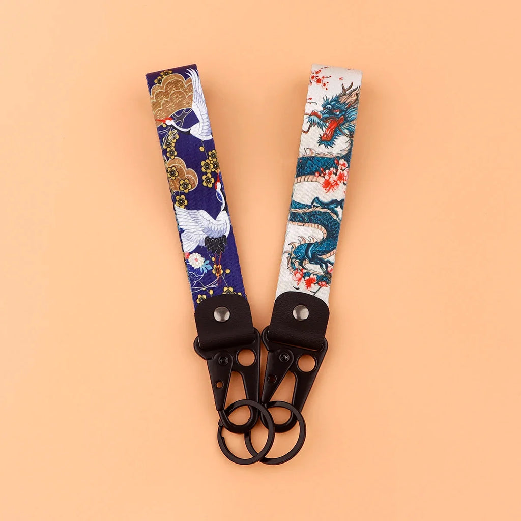Artistic Keychain Set | Crane Car Koi Fish Dragon Jewelry Key Rings