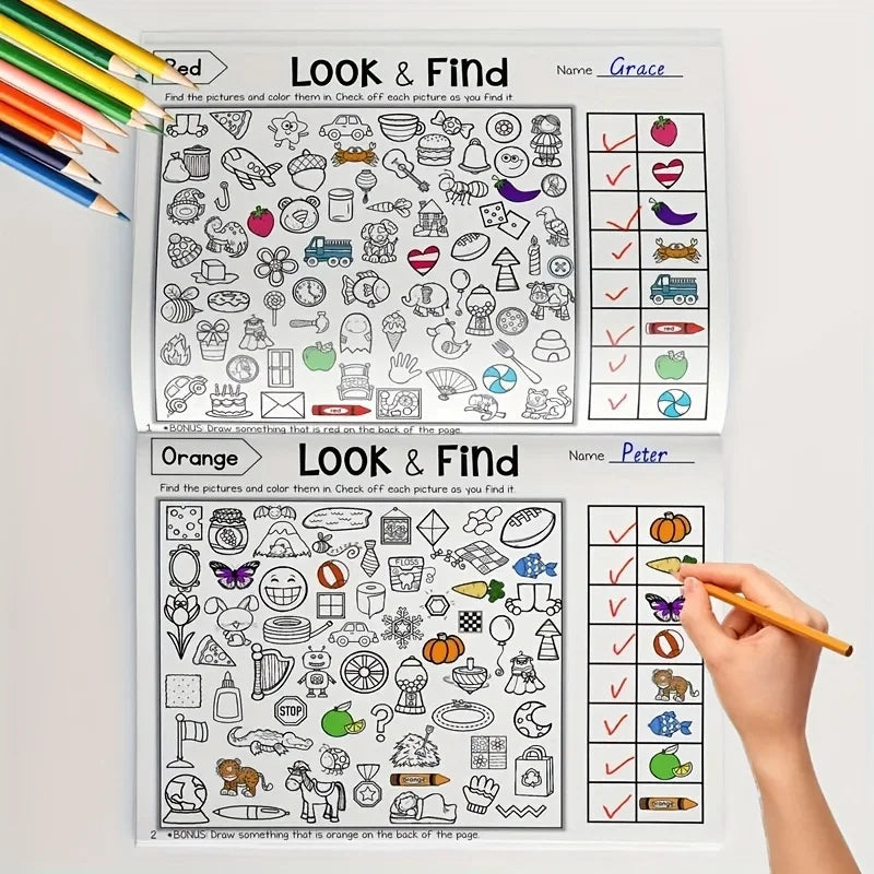 Look and Find Hidden Object Coloring Book | Interactive Seek and Find Activity Workbook for Kids