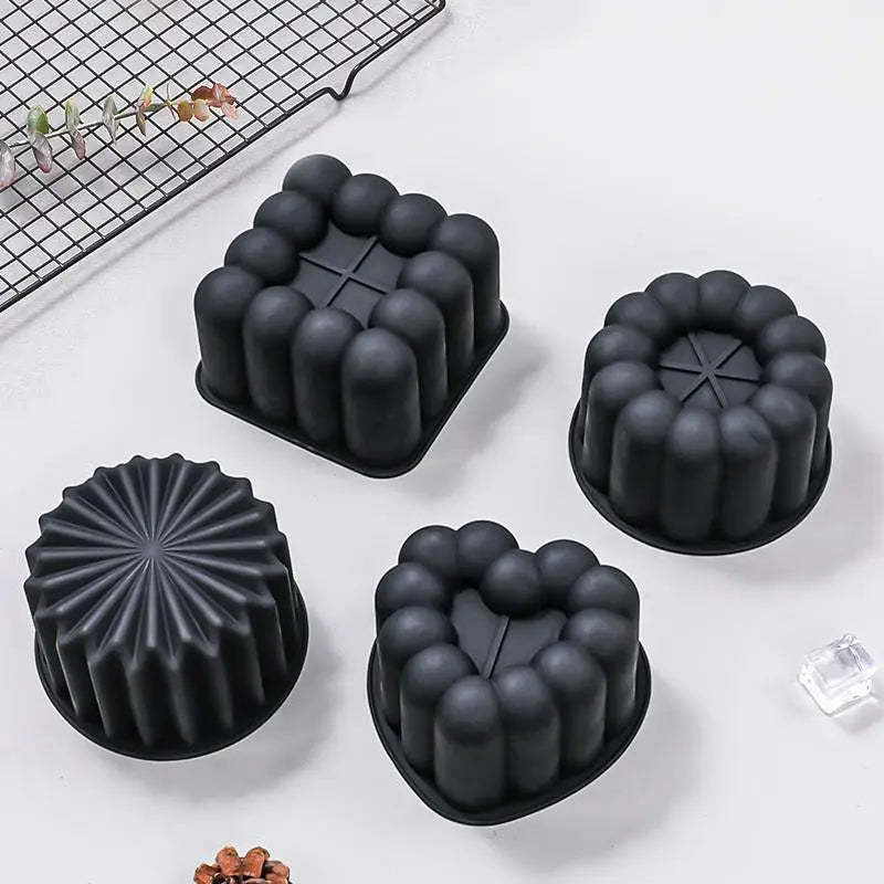 Silicone Mousse Cake Mold Set | Flexible Baking Molds for Heart Star Flower Shapes