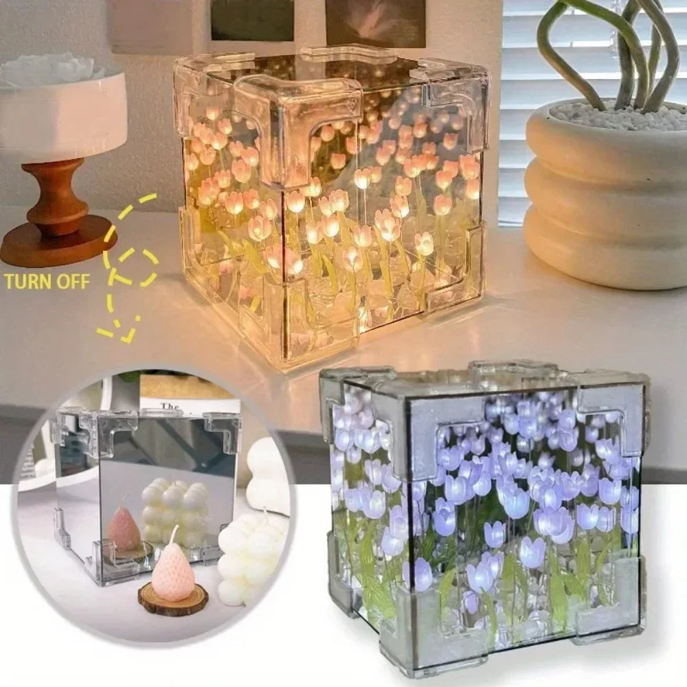 DIY Tulip Sea Mirror Night Light Kit | Handmade Craft Gift Set