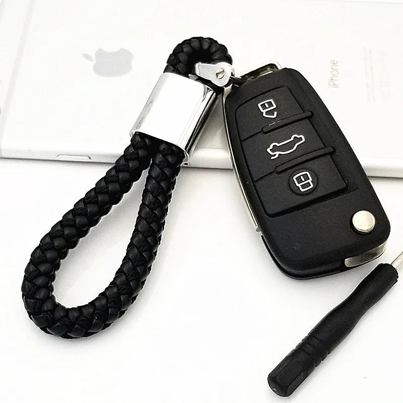Detachable Leather Car Keychain | 360 Degree Rotating Metal Key Ring for Honda Audi BMW