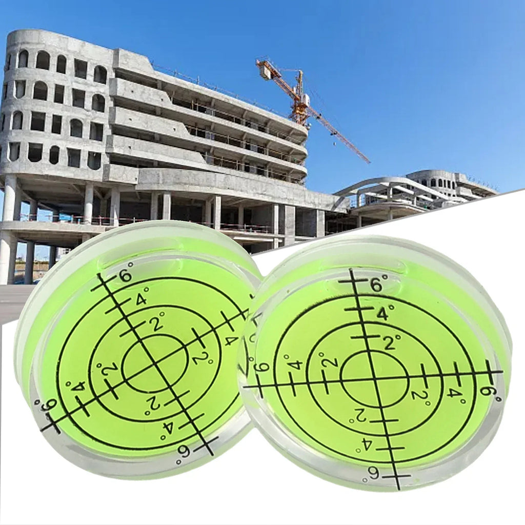 2pcs 32x7mm Mini Bubble Level | Horizontal Circular Level with Degree Scale for Precision Measuring