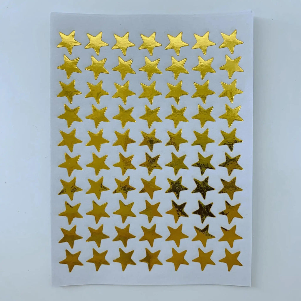 Gold Star Sticker Set for Teachers and Class Rewards | 10 Sheets of Five Pointed Star Stickers
