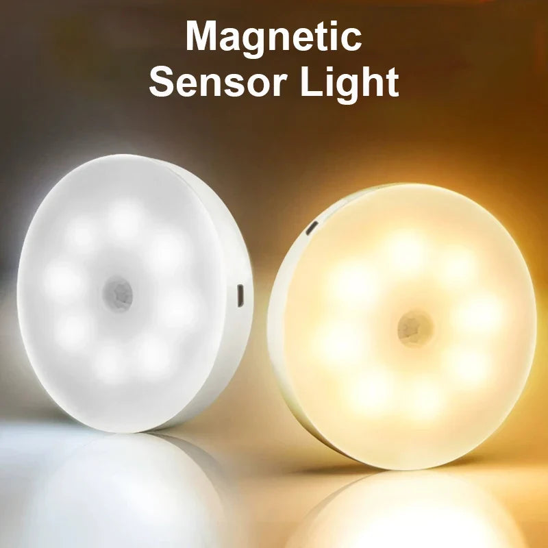 8LED Motion Sensor Night Light | USB Rechargeable Auto-On Lamp for Bedroom