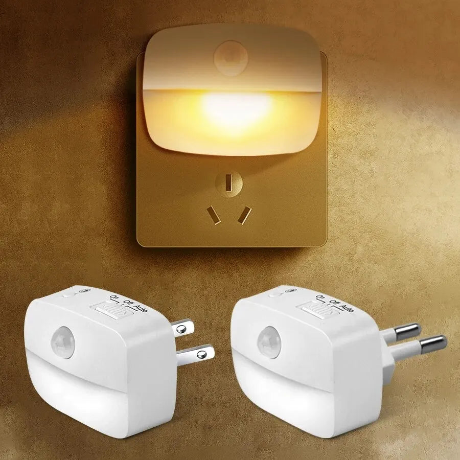 LED Night Light with Motion Sensor | Smart Plug-in Socket Lamp for Bedroom