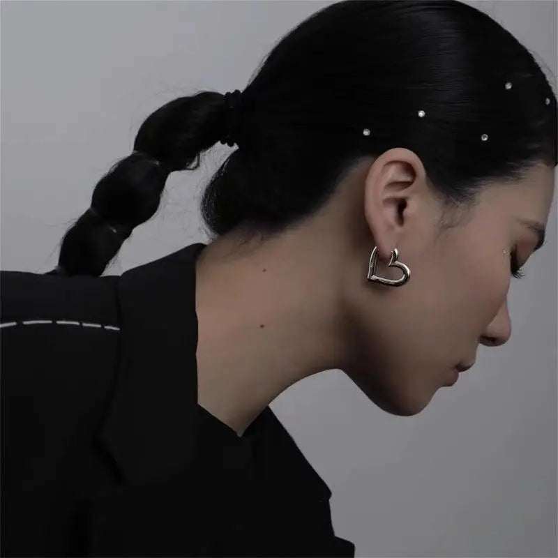 925 Sterling Silver Heart Love Hoop Stud Earrings | Hypoallergenic Fine Jewelry for Women