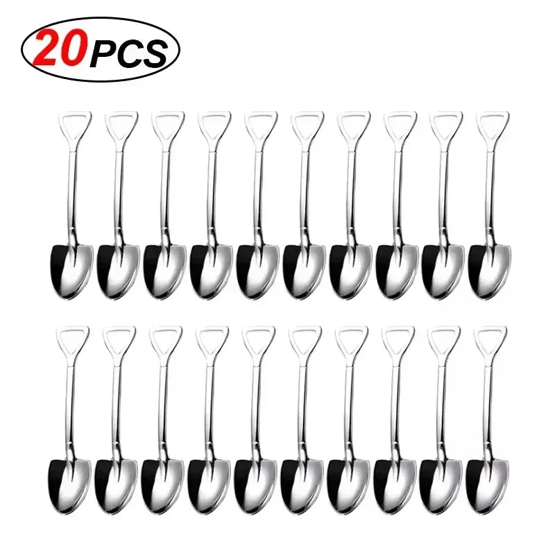 Stainless Steel Dessert Spoon Set | Shaped Spade Scoop for Ice Cream and Fruit