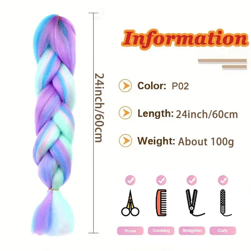 24Inch Jumbo Braid Hair Extensions | Long Straight Yaki Pre Stretched Synthetic Hair