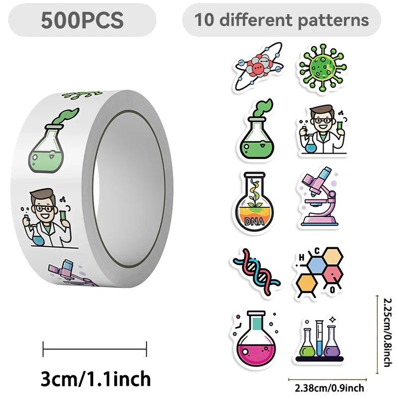 500PCS Science Lab Stickers | Waterproof Vinyl Decals for Chemistry Biology Experiments