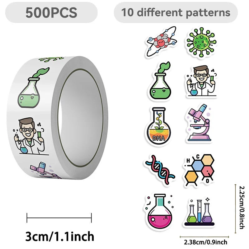 500PCS Chemistry Biology Experiment Decals | Waterproof Vinyl Science Stickers for Lab