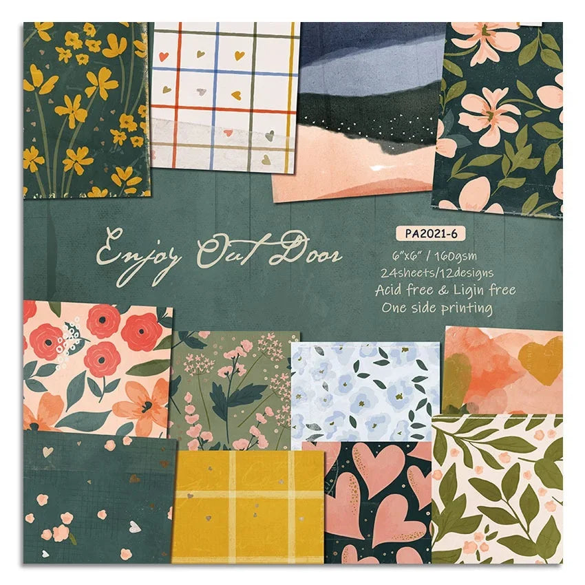 24 Sheets Craft Paper Pads | Origami Scrapbooking Art Backgrounds