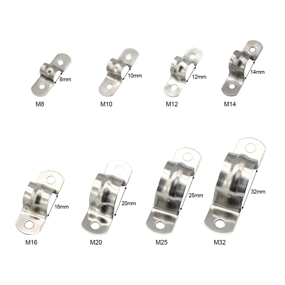 NINDEJIN U Shape Pipe Clamps | 304 Stainless Steel Two Hole Strap Conduit Tube Clip