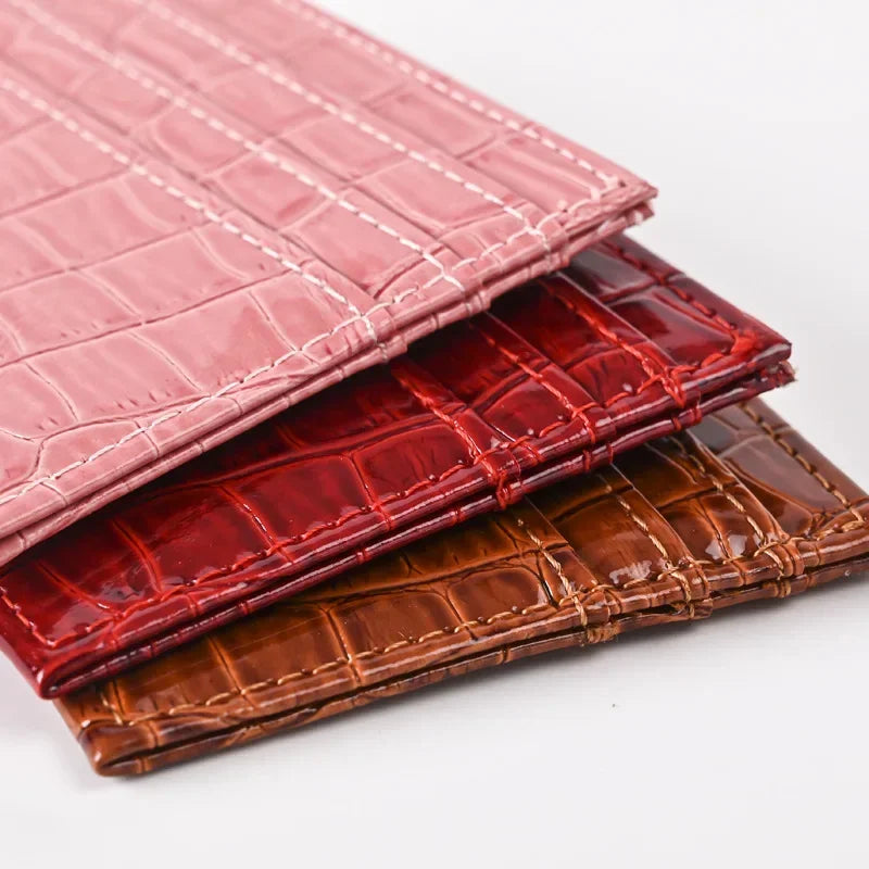 Credit Card Holder for Women Men | Slim Wallet with Crocodile Pattern
