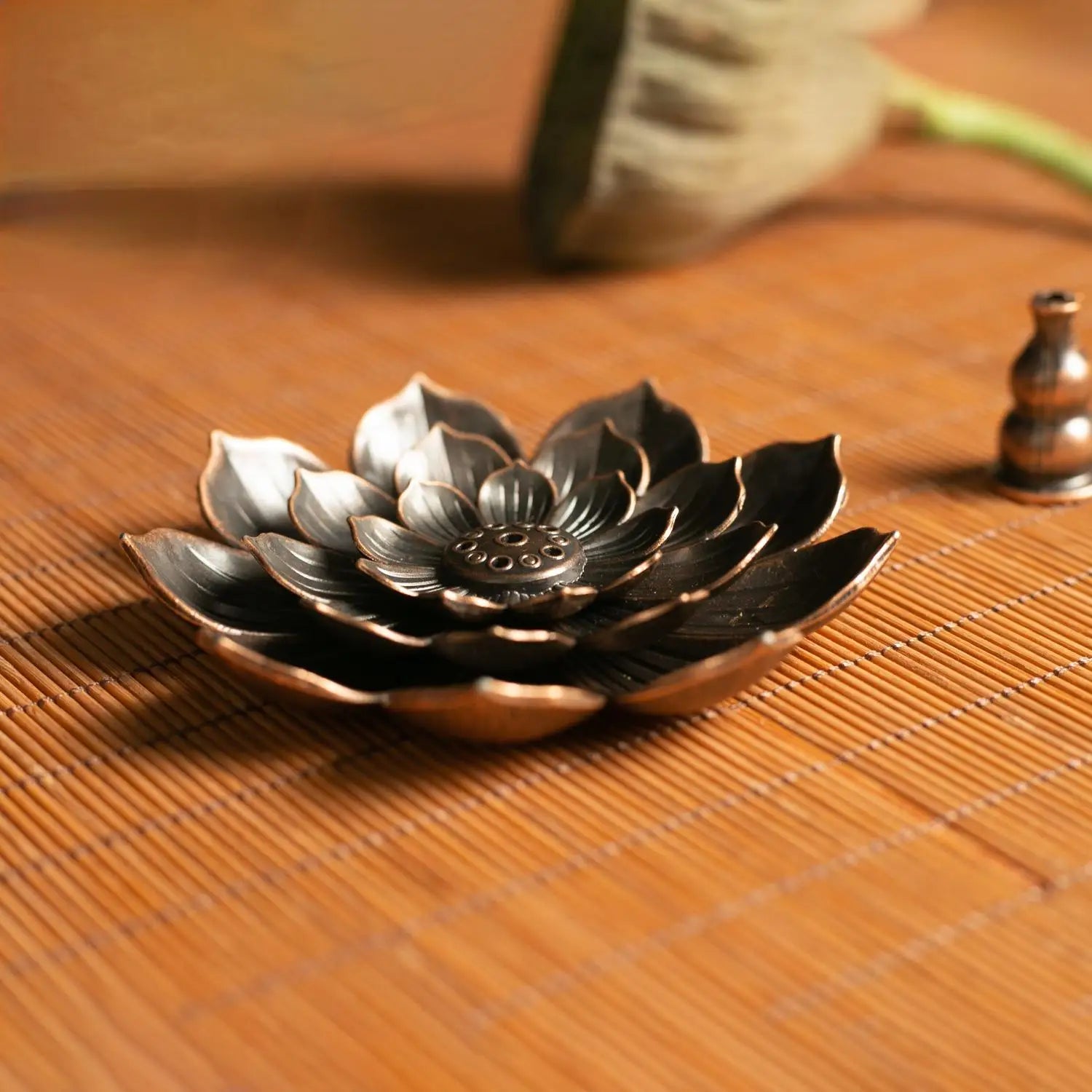 Lotus Incense Burner Stick Holder | Alloy Buddhism Meditation Decor