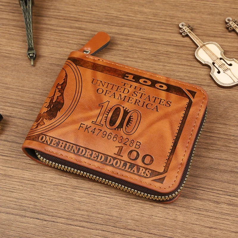 CEXIKA PU Leather Men's Wallet | Zipper Clutch Money Clip Card Holder