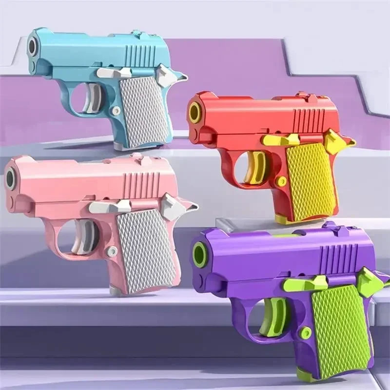 3D Printed Gravity Fidget Stress Relief Mini Pistol Toy | Manual Burst Decompression Toy for Adults and Kids