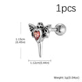 Stainless Steel Heart Zircon Wings Stud Earrings | Unisex Vintage Punk Gothic Jewelry