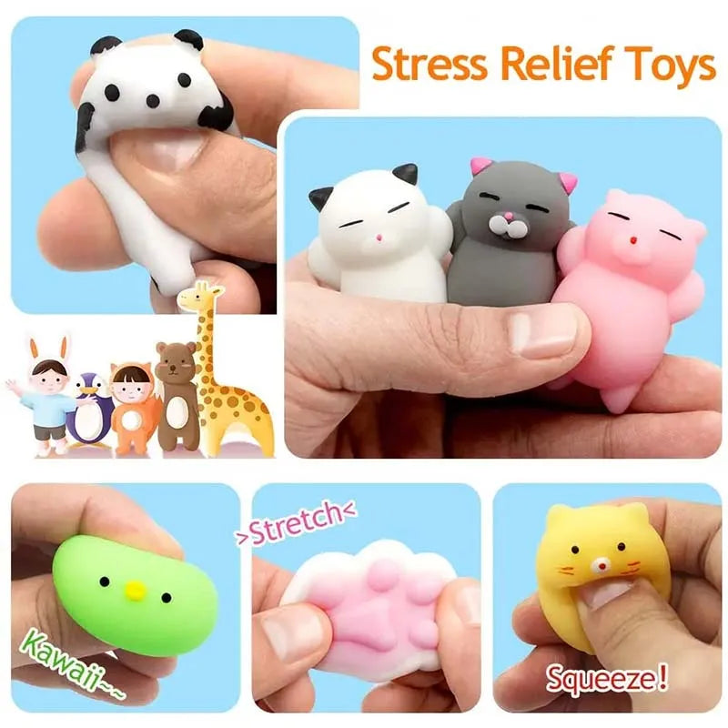 Cute Squishy Fidget Toy | Kawaii Mochi Cat Stress Reliever for Kids and Adults