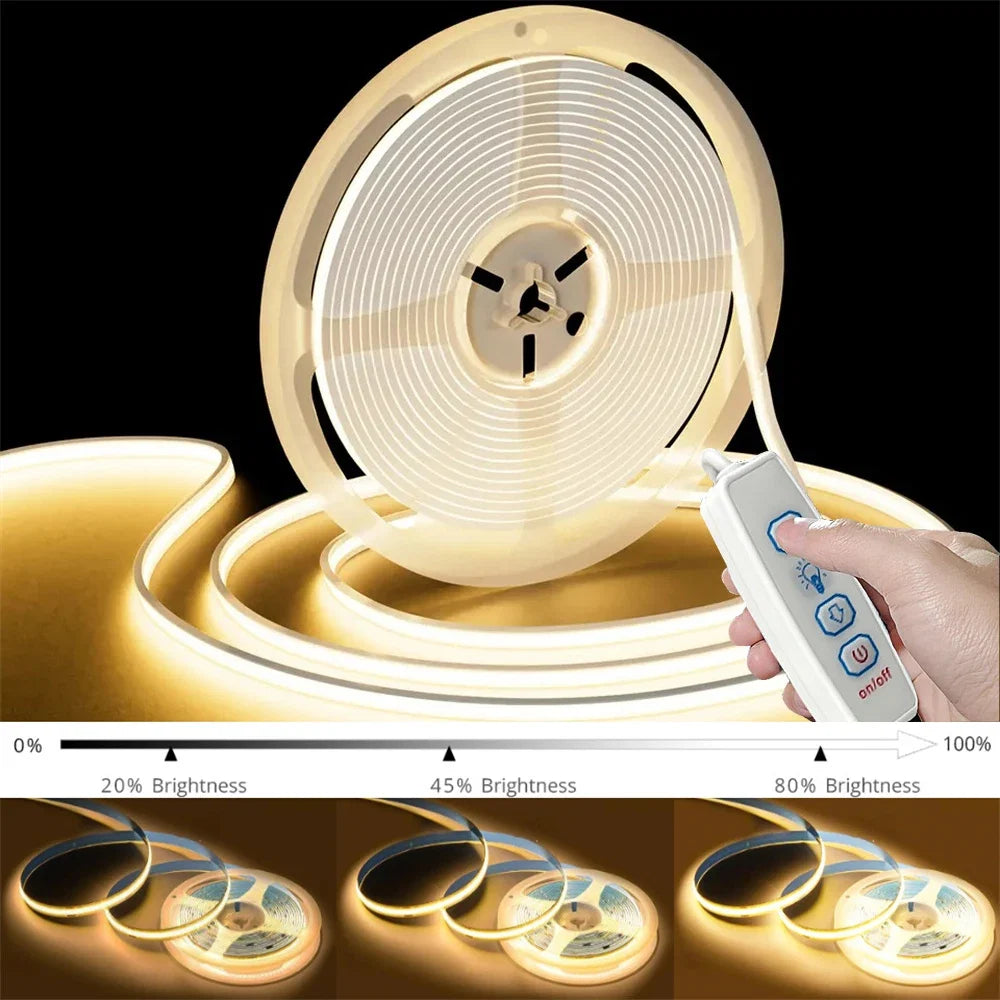 USB 5V COB LED Strip Lights | Dimmable Flexible Ribbon for Home Lighting