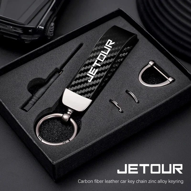Jetour Keychain Carbon Fiber Style | Microfiber Leather Key Ring