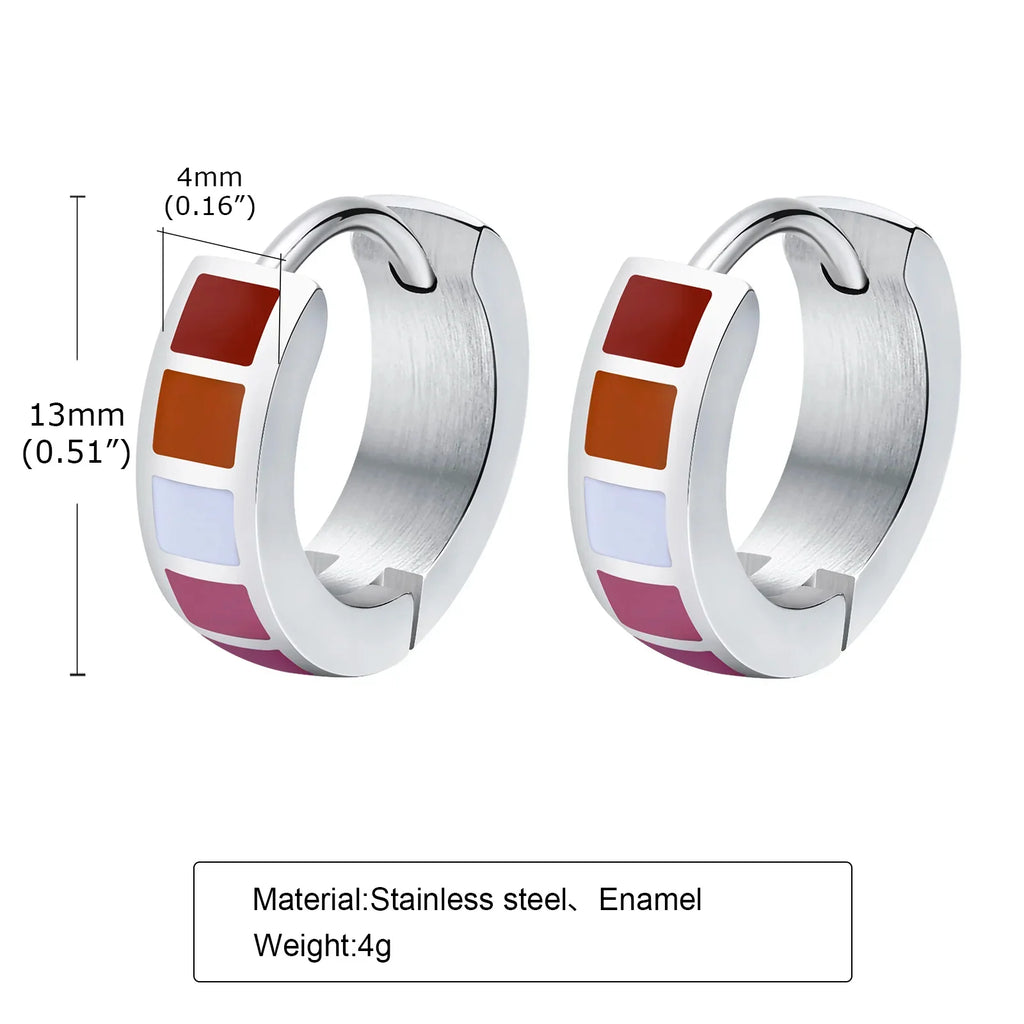 LGBT Rainbow Huggie Hoop Earrings | Pride Flag Stainless Steel Jewelry