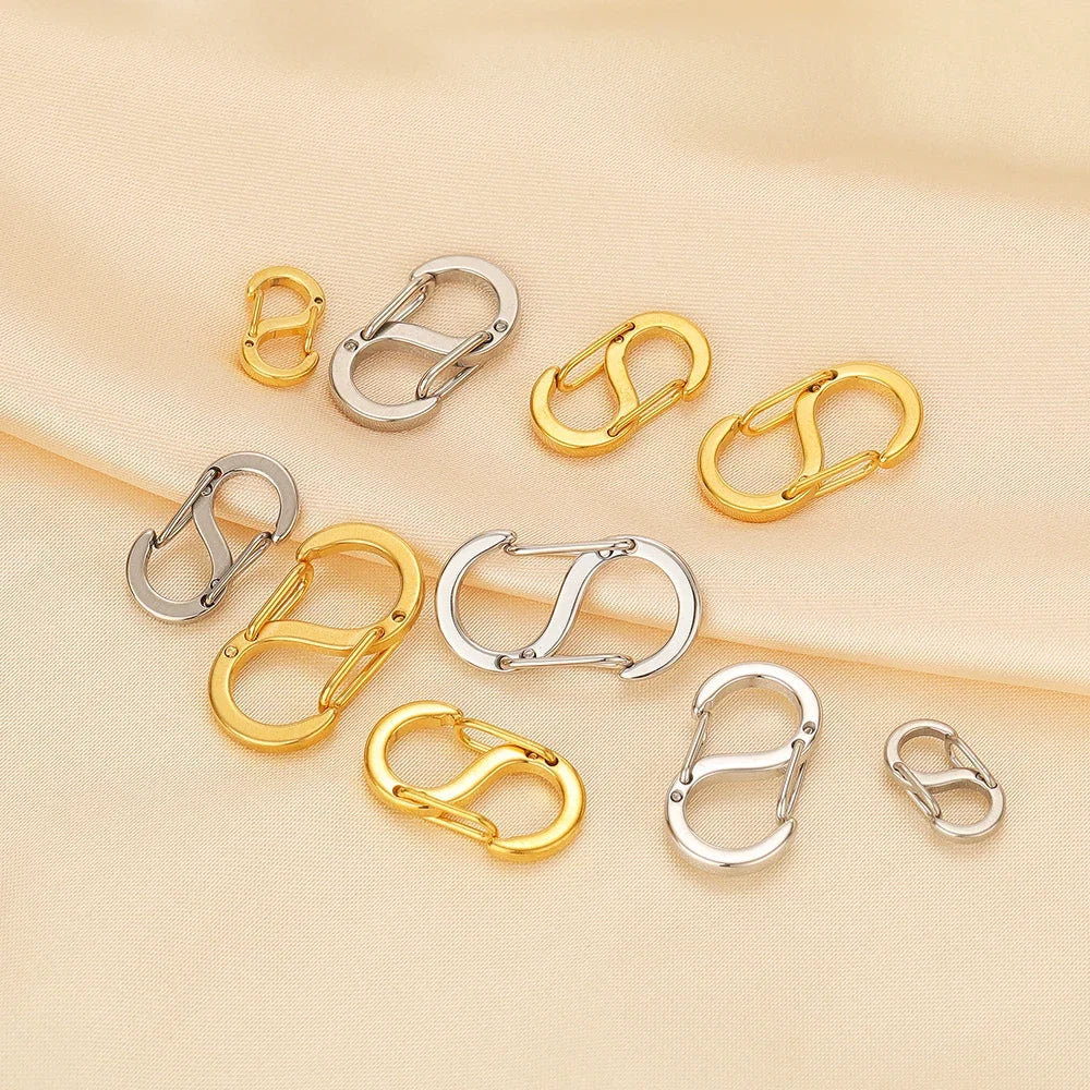 5pcs Stainless Steel Chic Letter S Buckle Clasps | 18k Gold Spring Lobster Hooks for DIY Jewelry Making